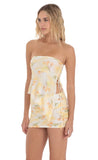 Tulip Mesh Strapless Two Piece Set in White and Yellow