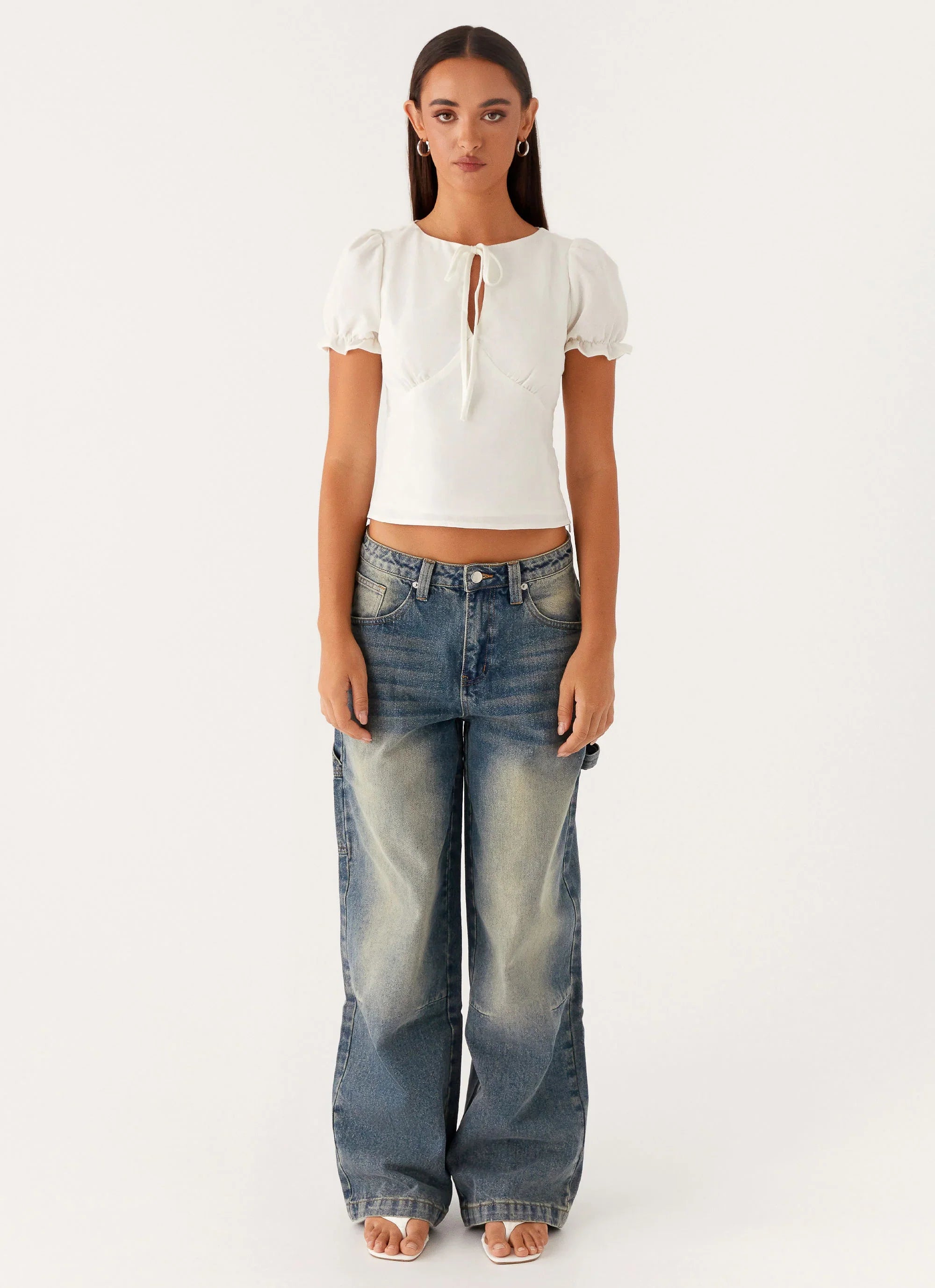 These Words Puff Sleeve Top White