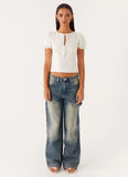 These Words Puff Sleeve Top White