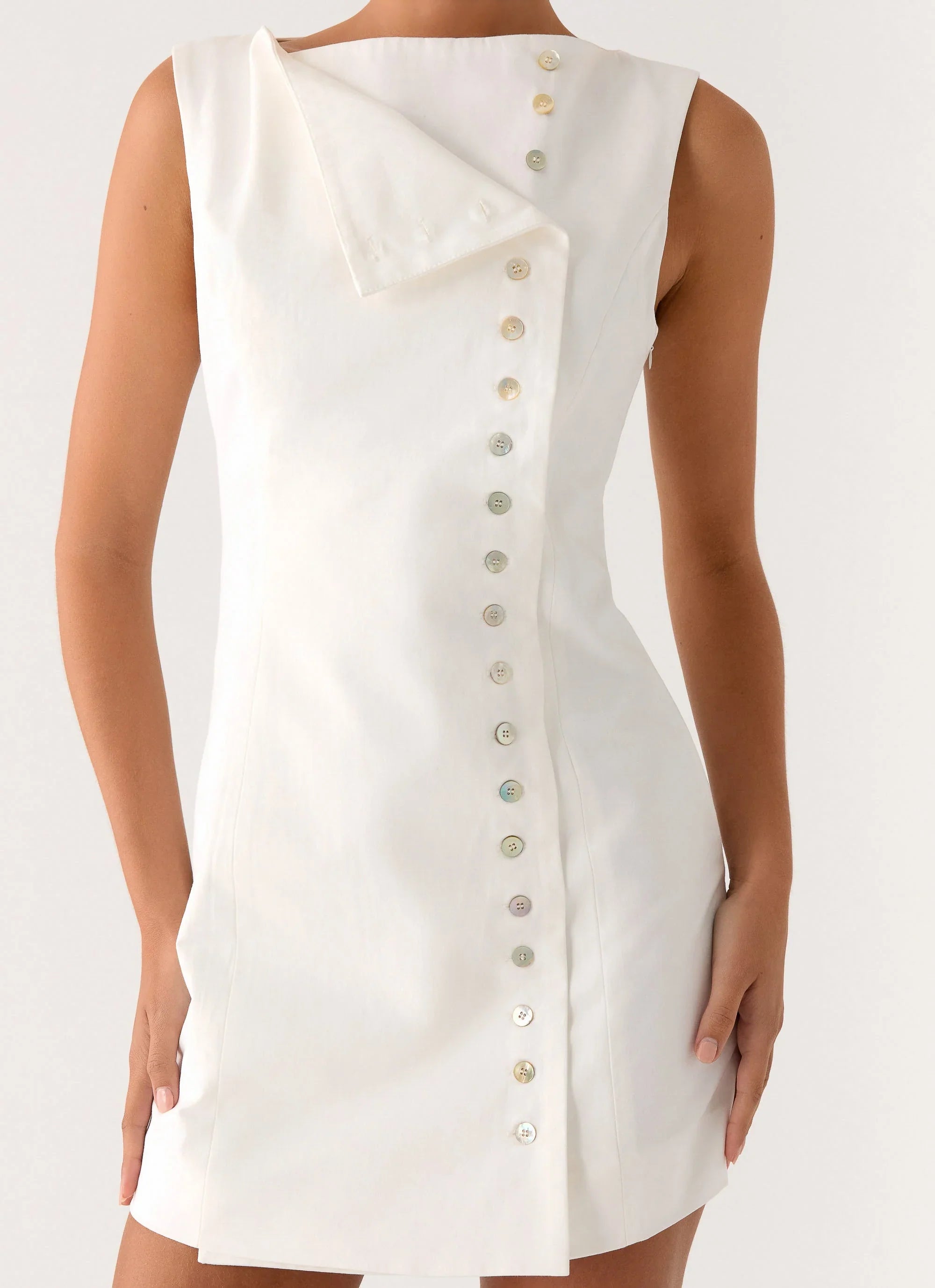 Golden Touch Cotton Mini Dress White