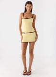 Felicia Asymmetrical Mini Dress Yellow