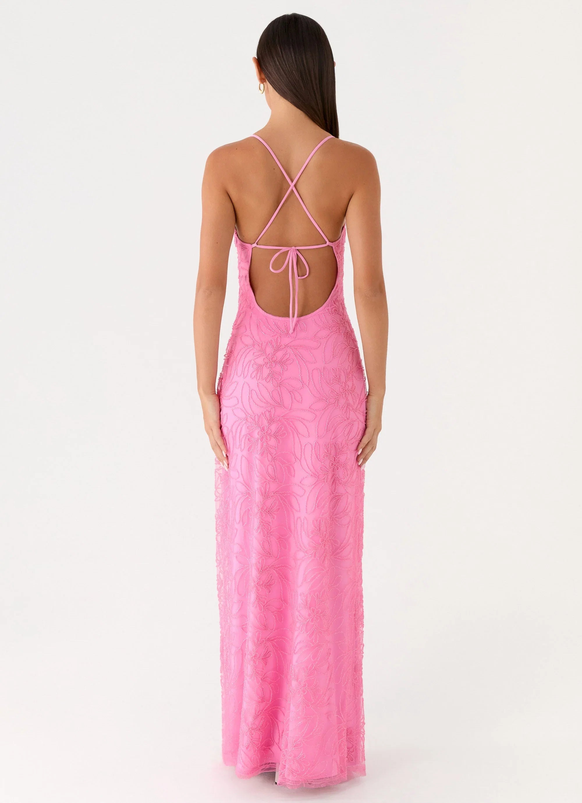 Wonyoung Beaded Maxi Dress Pink
