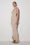 Celestino Floral Metallic Knit Maxi Dress Gold