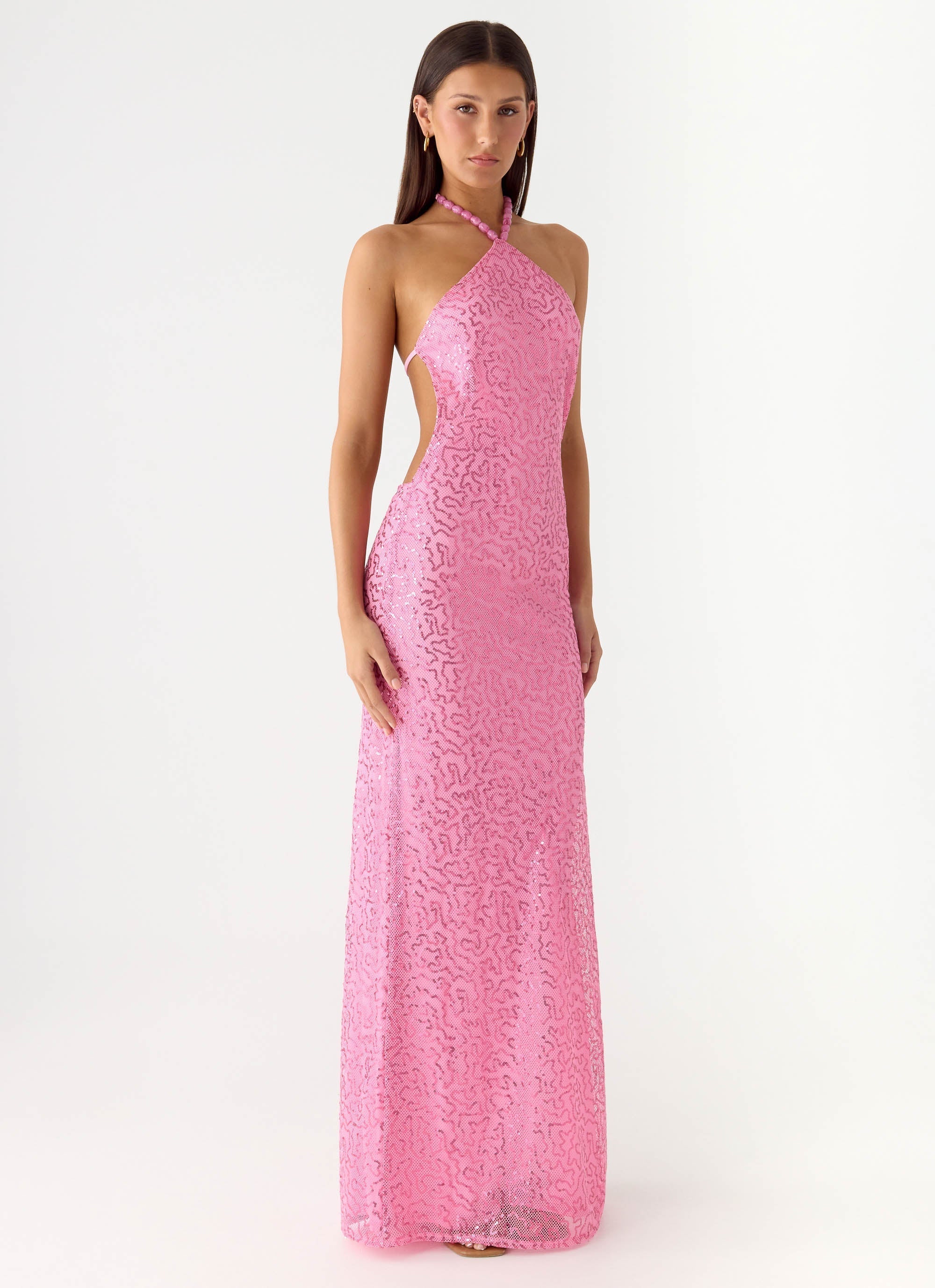 Lorenz Sequin Maxi Dress Pink