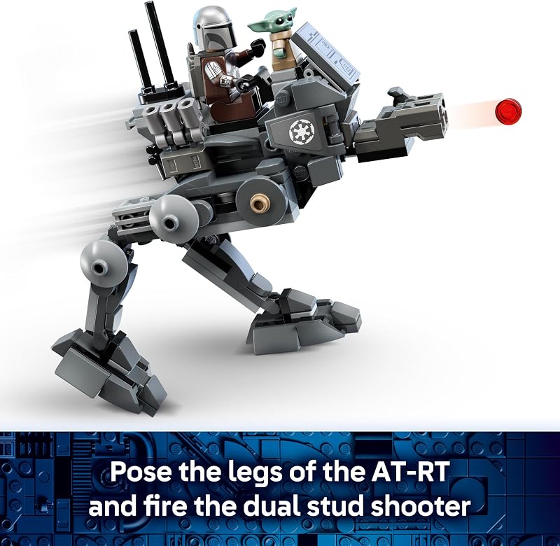 LEGO Star Wars AT RT Attack Building Toy for Boys Girls Ages 7 with The Mandalorian Grogu Minifigures Playset for Kids Gift for Birthdays 75444