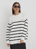 Cream And Navy Stripe Jumper