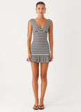 Acacia Mini Dress Black White Stripe