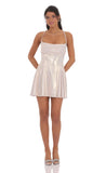 Metallic Draped A Line Dress in Rose Gold
