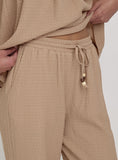 Camel Textured Wide Leg Trouser