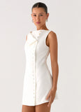Golden Touch Cotton Mini Dress White