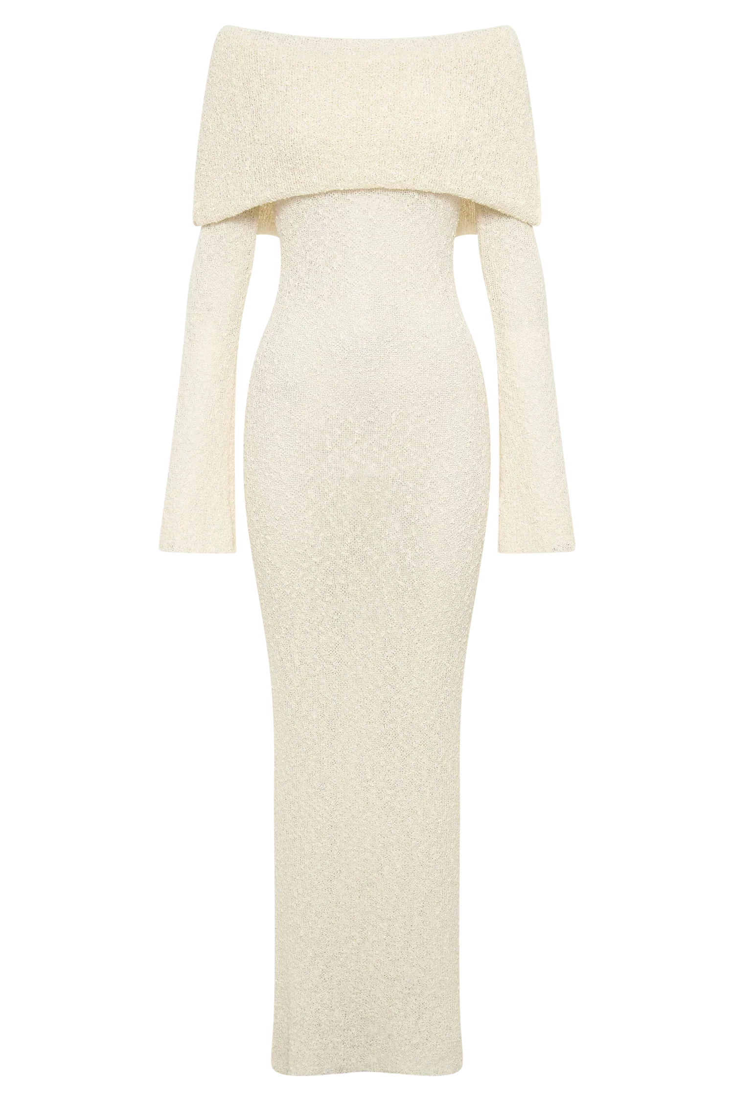 Marisol Off Shoulder Boucle Maxi Dress Ivory