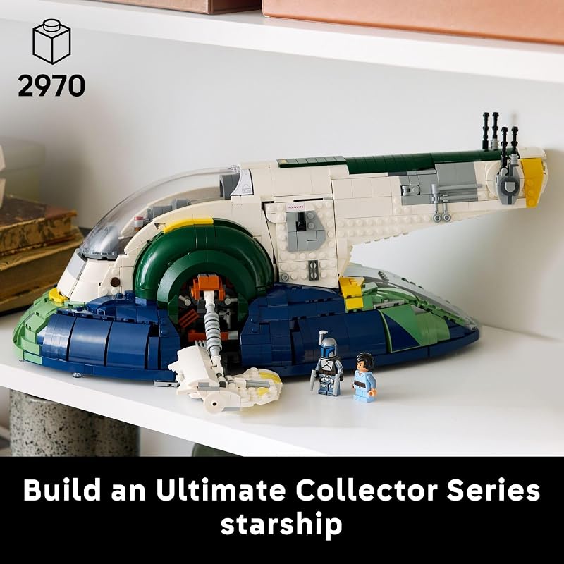LEGO Star Wars Jango Fetts Firespray Class Starship Building Set for Adults Attack of The Clones Collectible Model Kit and Room Decor DIY Gift Idea for Men Women Any Fans Ages 18 75409