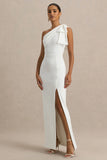 Kiri White One Shoulder Bow Maxi Dress