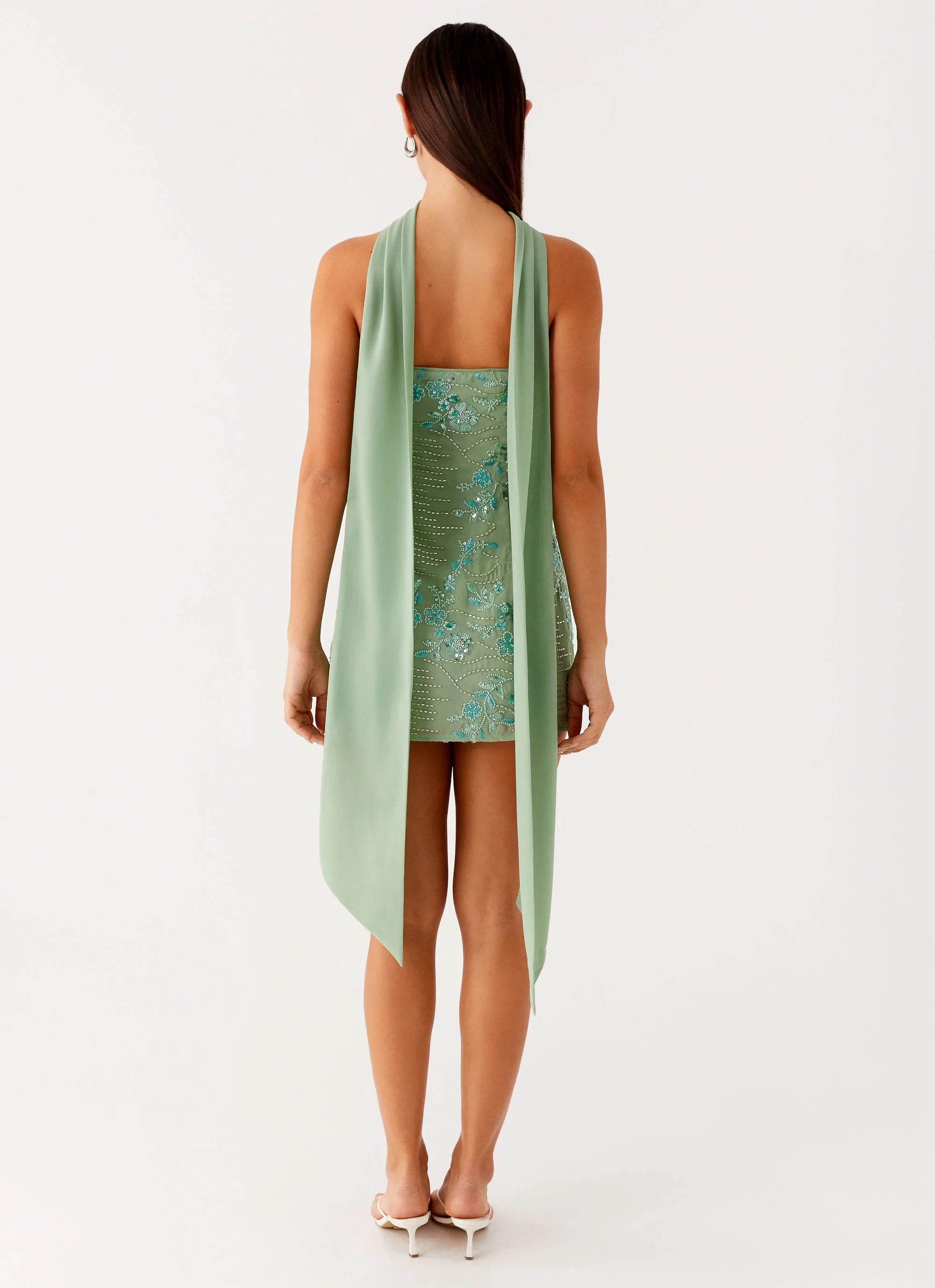 Kiesha Strapless Scarf Mini Dress Mint