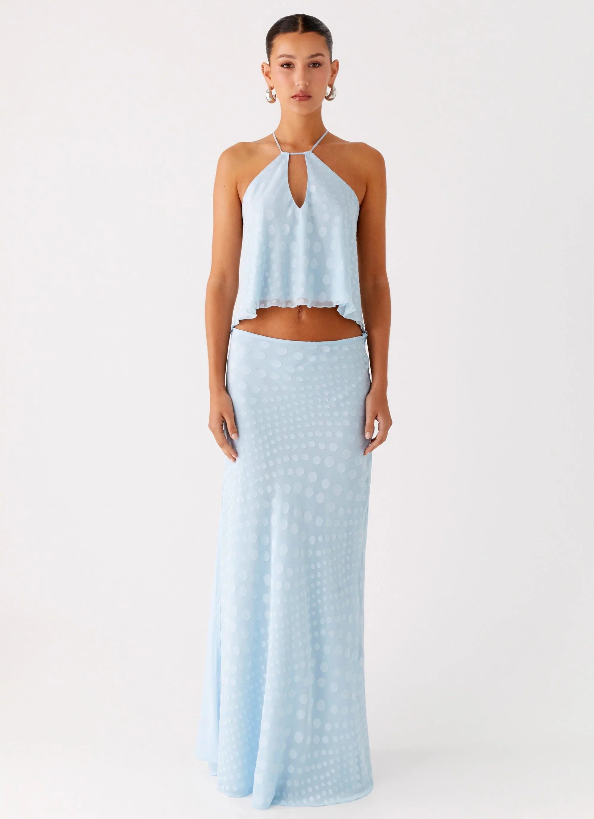 Mena Chiffon Spot Top Blue