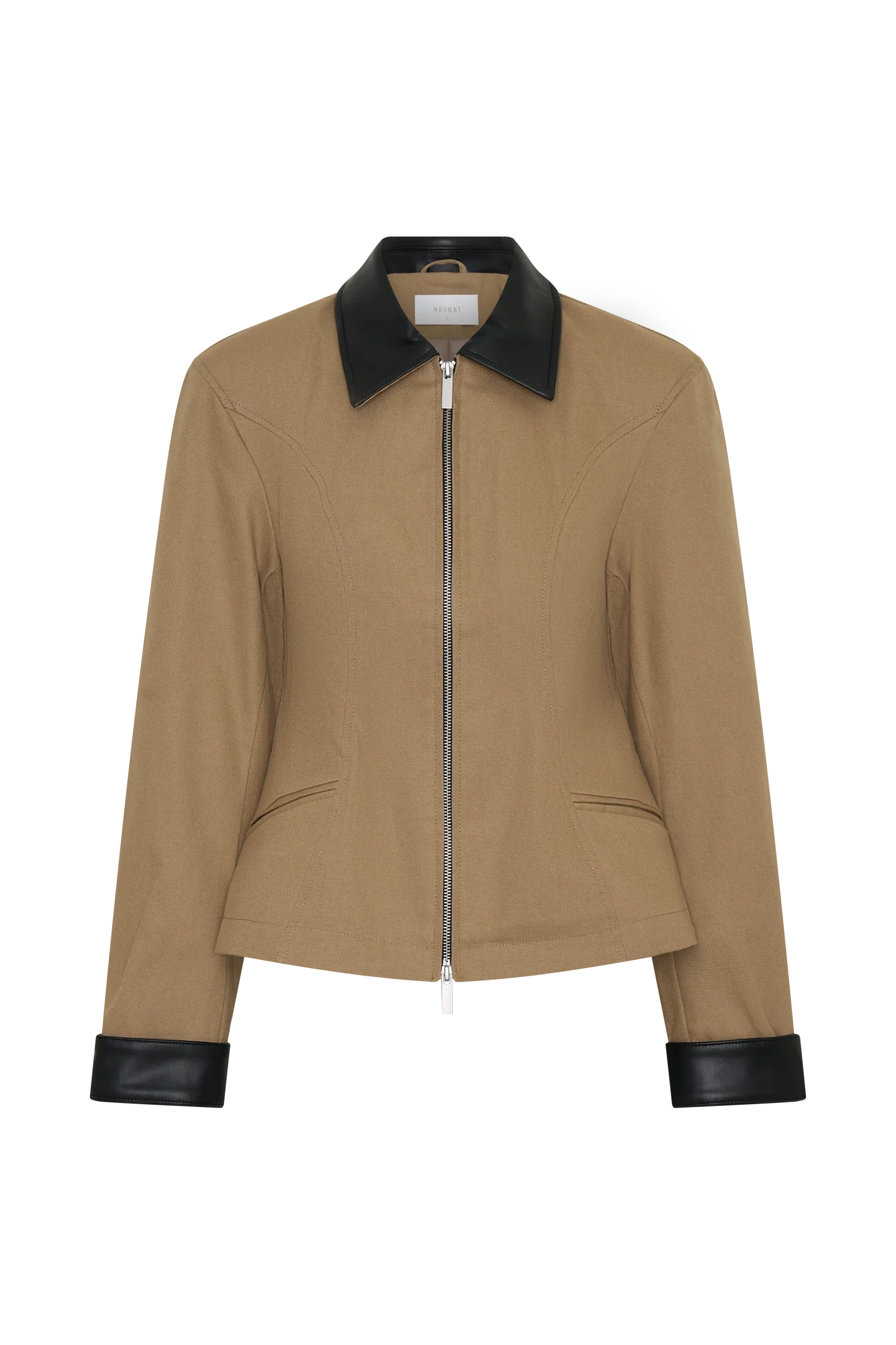 Solange Zip Up Collared Jacket Natural