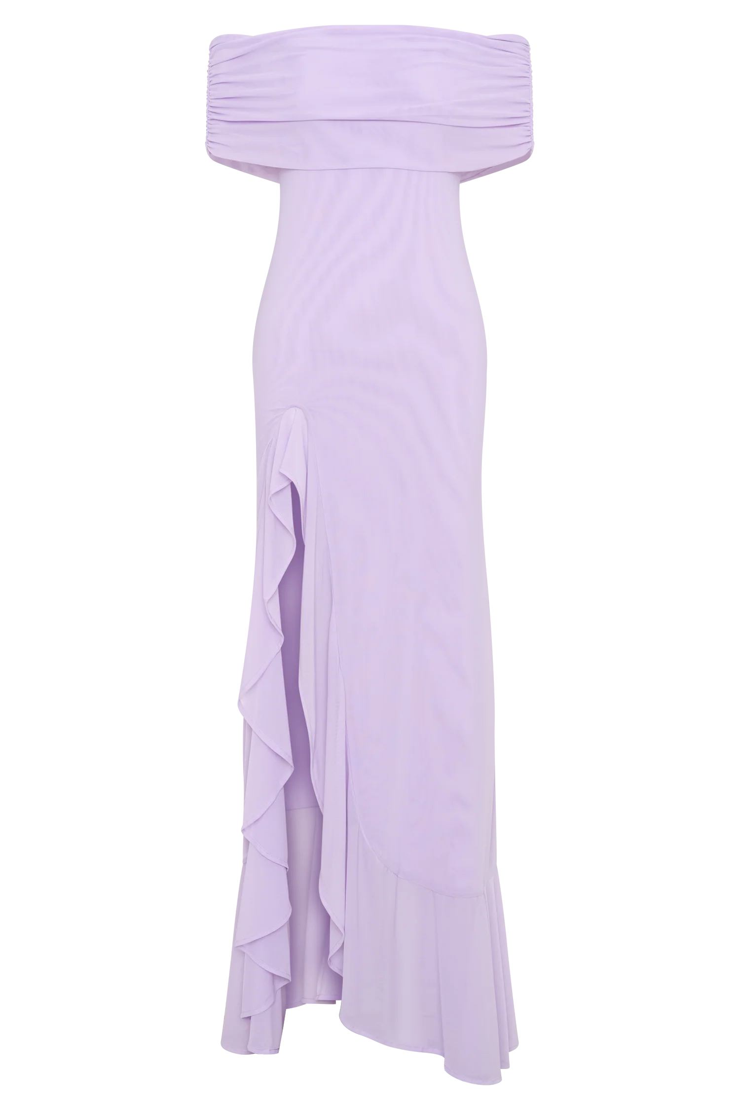 Audrey Off Shoulder Mesh Maxi Dress Lilac