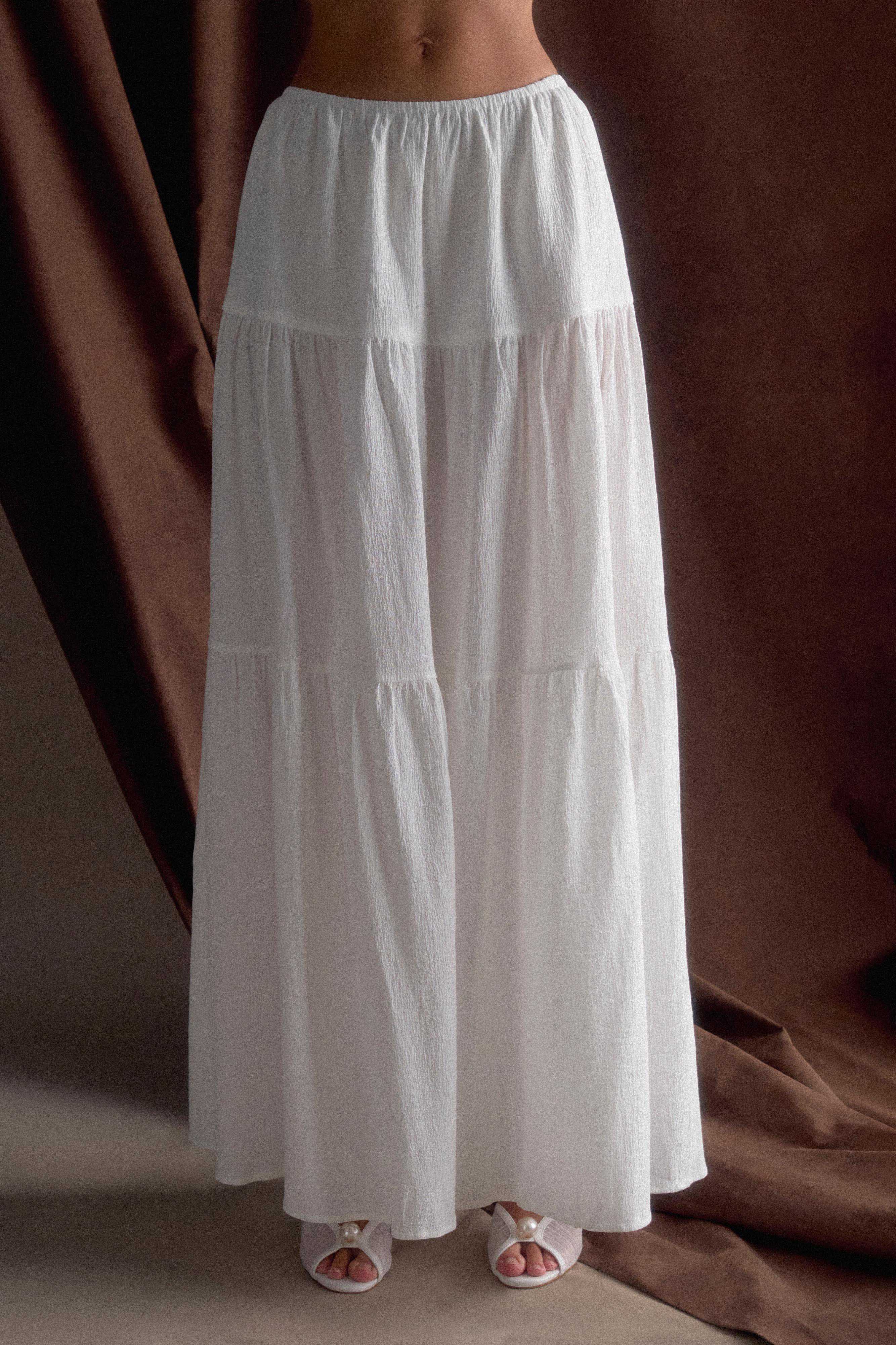 Jacinda Cotton Maxi Skirt White