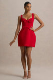 Corey Red Sweetheart Mini Dress With Bow Details