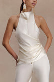 Bianca Satin Halter Top Ivory