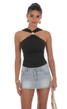 Gold Embellished Top in Black