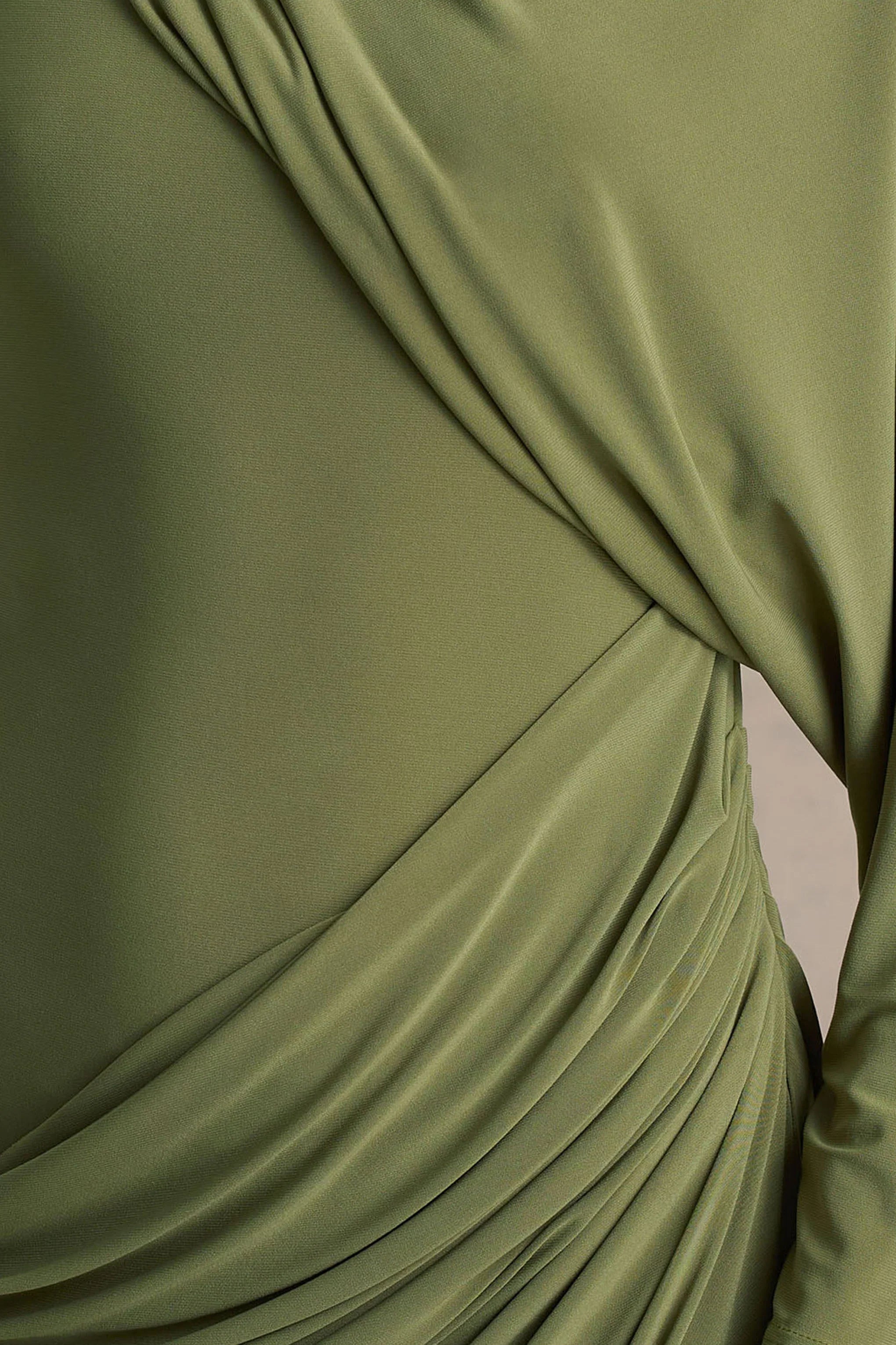 Aphra Green High Neck Maxi Dress With Cape Sleeve
