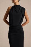 Umaira Black High Neck Maxi Dress