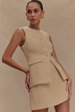 Camilla Boucle Sleeveless Vest Light Taupe