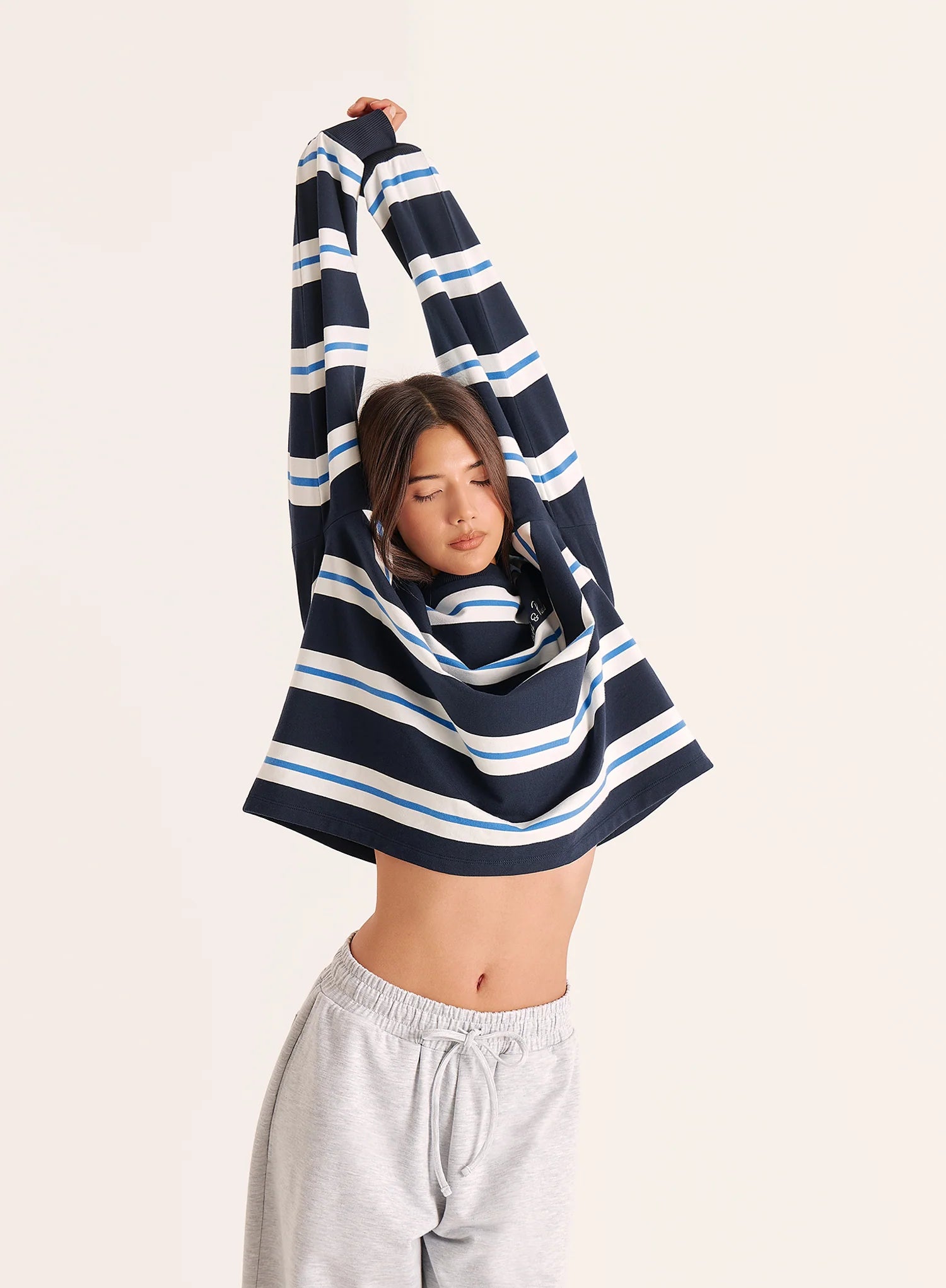 Navy And White Stripe Long Sleeve Top