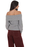 Rosette Off Shoulder Jumper in Grey