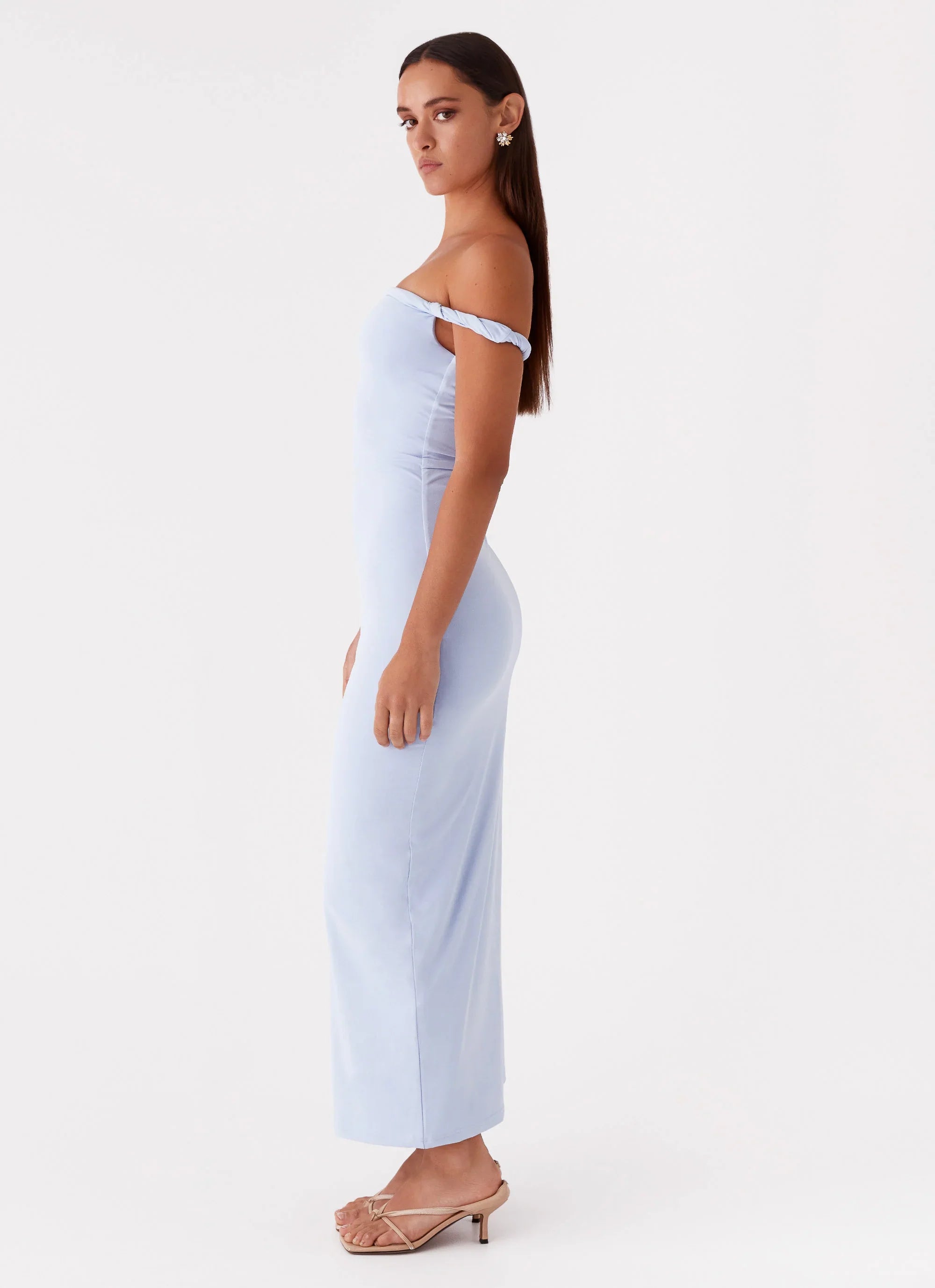 Arabella Twist Shoulder Maxi Dress Blue