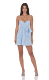 Floral Corset A line Dress in Light Blue