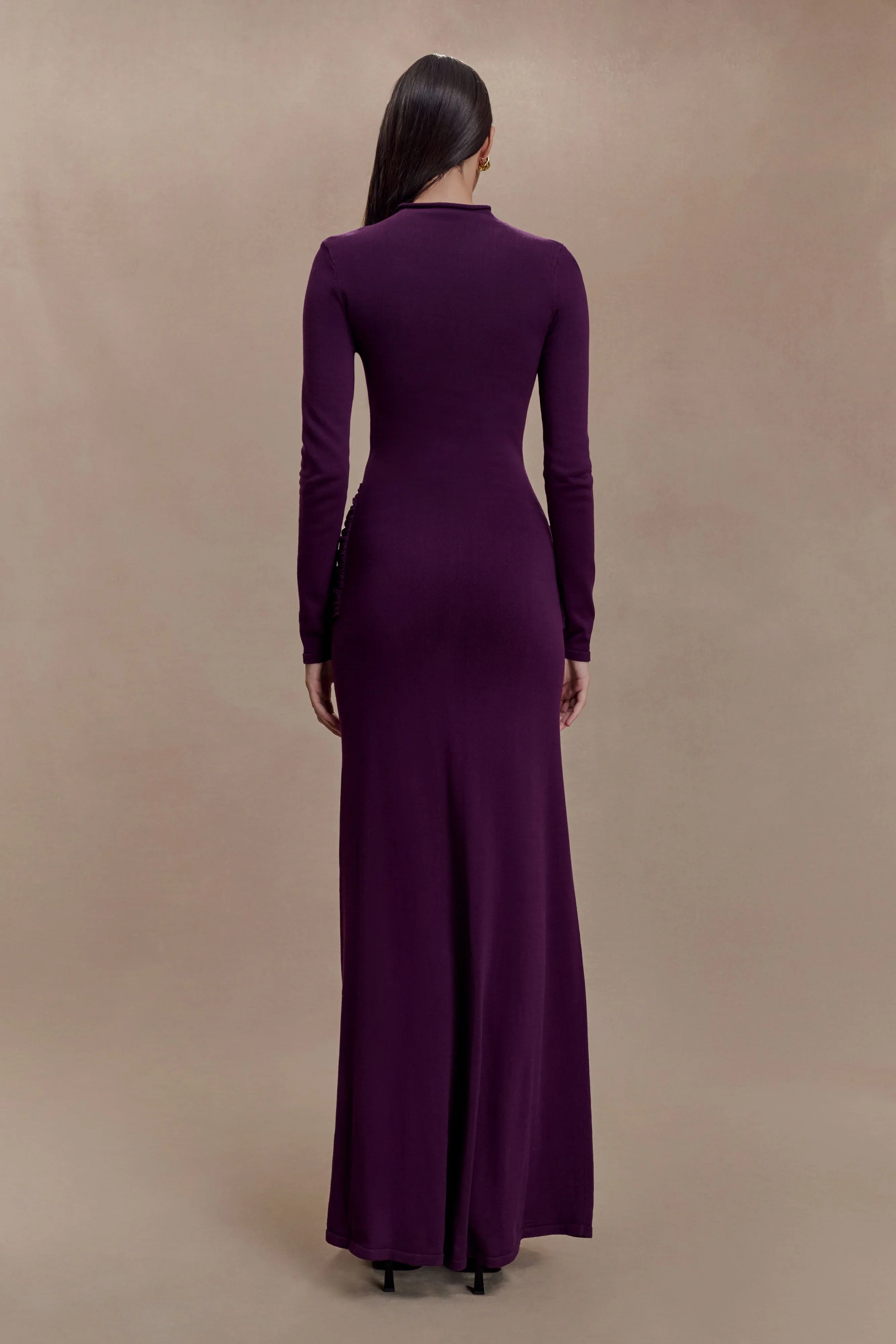 Grayson Knit Chiffon Maxi Dress Plum