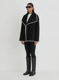 Black Contrast Stitch Oversized Jacket