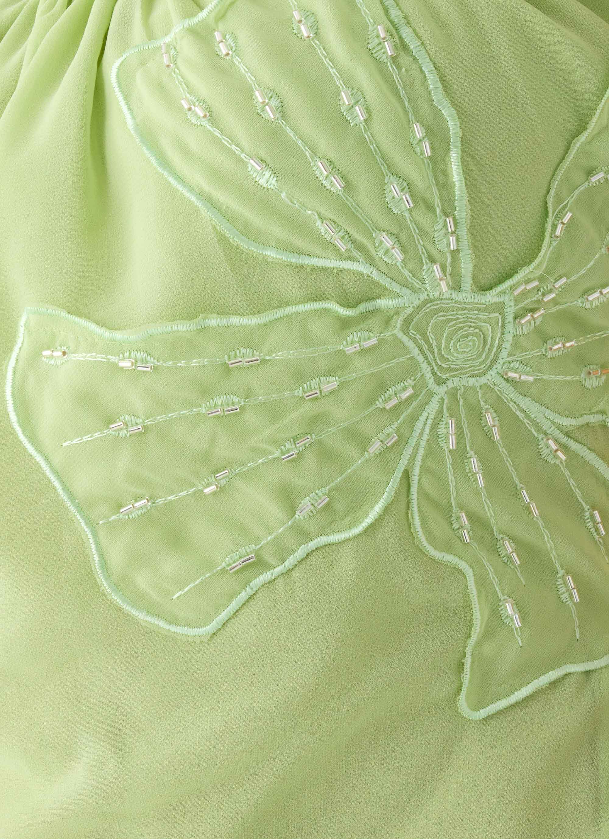 Teneika Beaded Flower Top Lime
