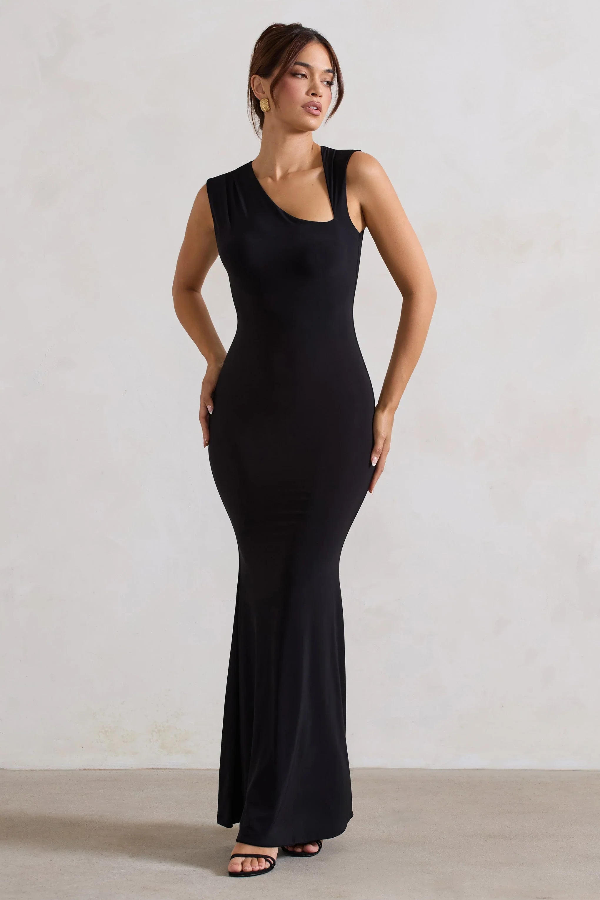 Behind The Scenes Black Sleeveless Cut Out Maxi Dress