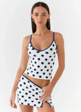 Elliot Top Porcelain Blue Polka Dot
