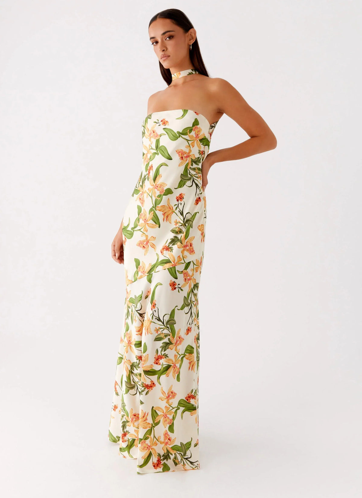 Damali Satin Maxi Dress Floral Print