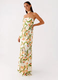 Damali Satin Maxi Dress Floral Print