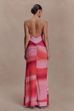 Roisin Slinky Maxi Dress Pink Sunset Print