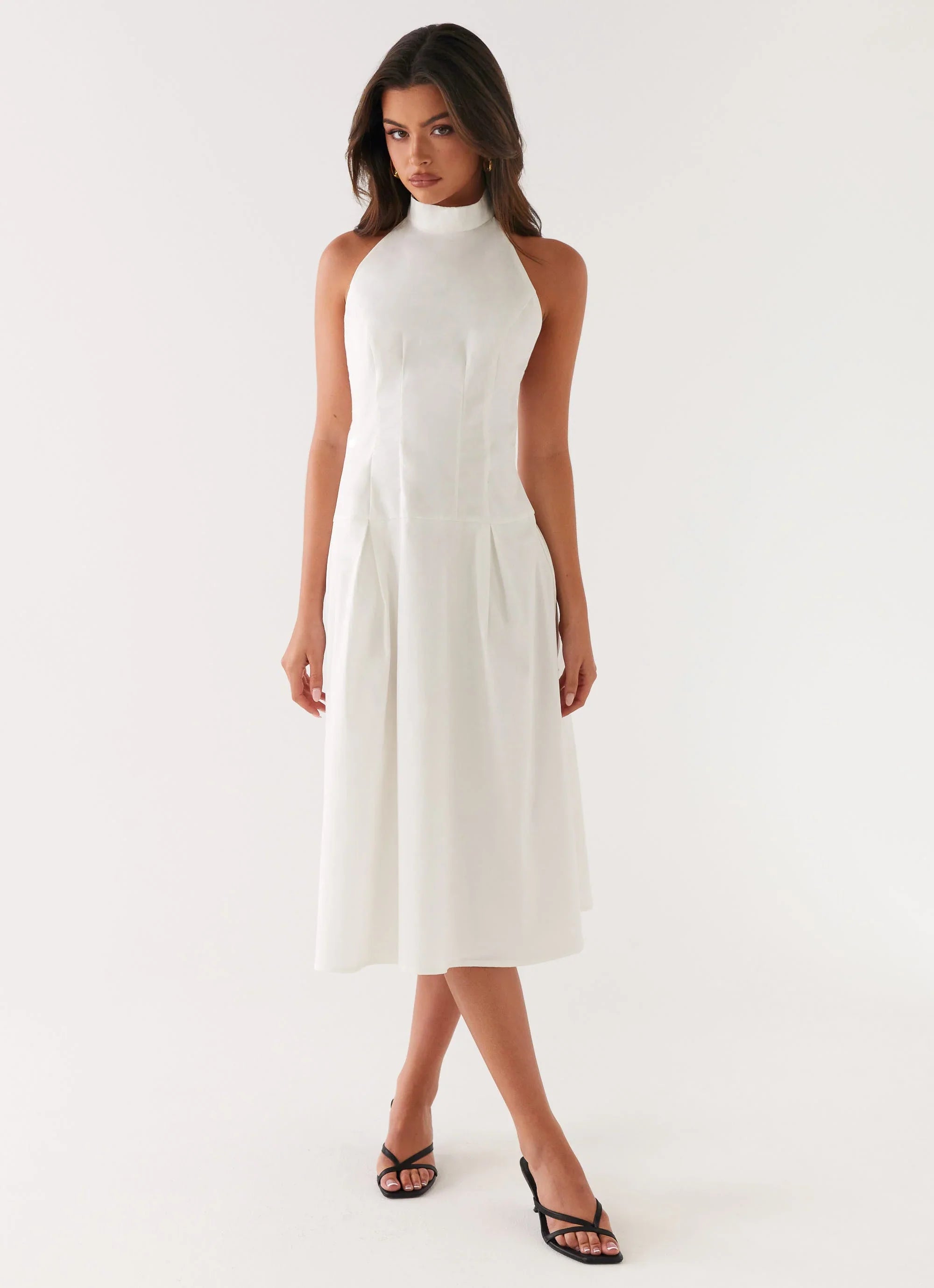 Calla Halter Midi Dress White