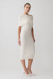 Zandie Cashmere Blend Knit Midi Dress Ivory