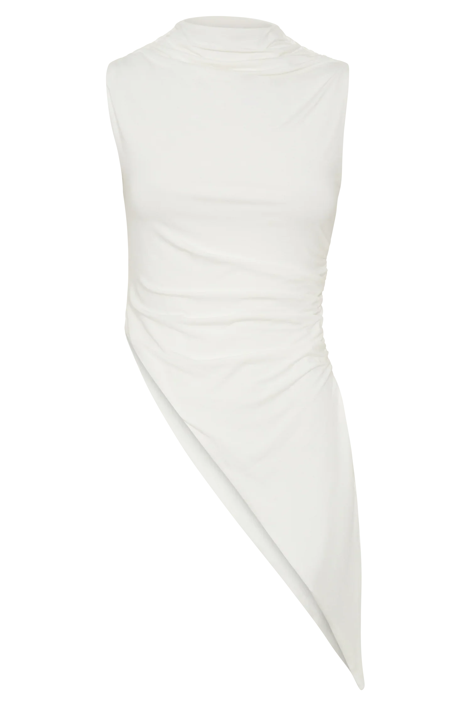 Suong High Neck Gathered Top White