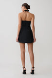 Ella Bow Detail Halter Mini Dress Black