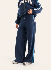 Navy Side Stripe Wide Leg Joggers
