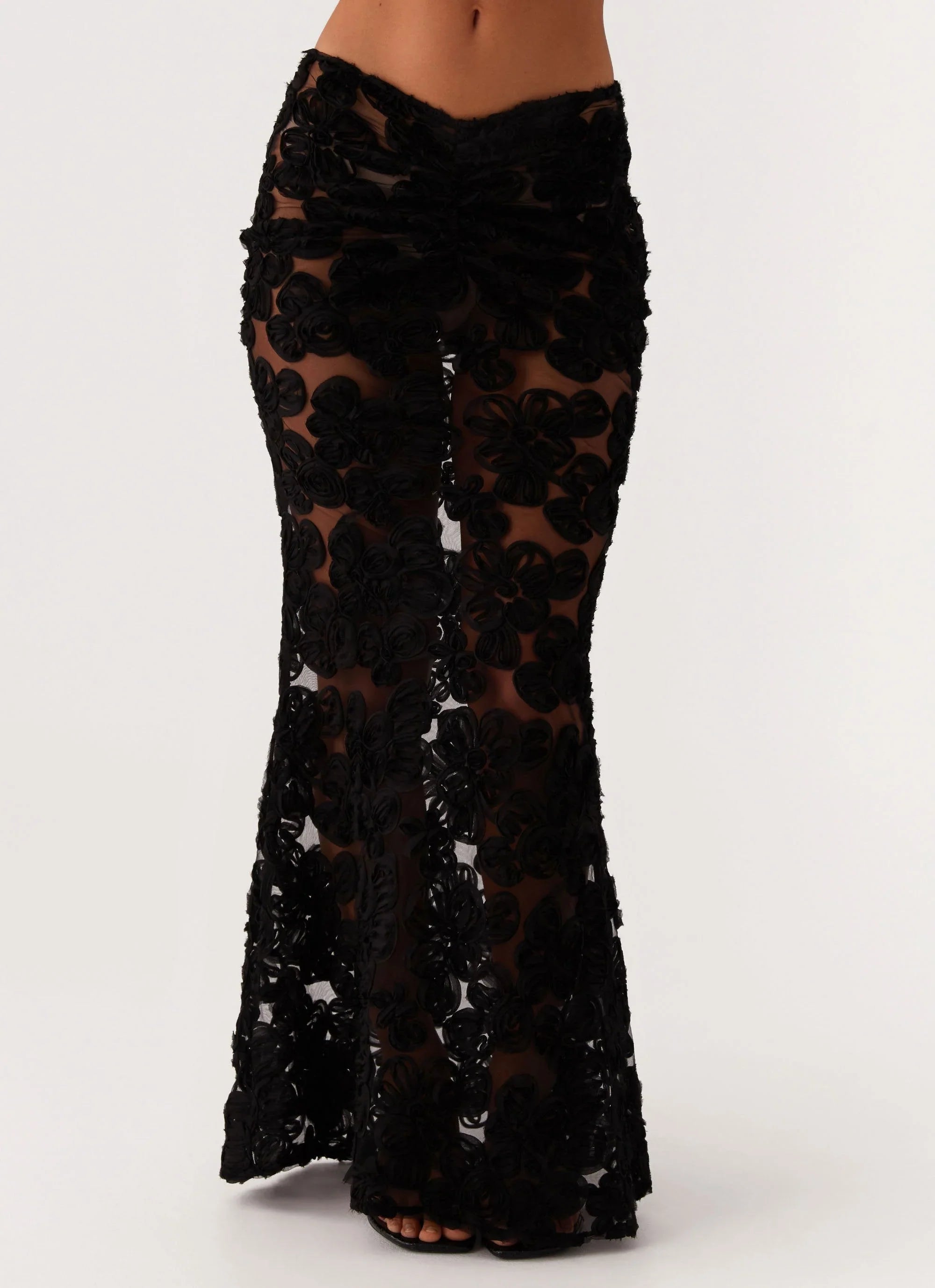 Fiorella Floret Maxi Skirt Black