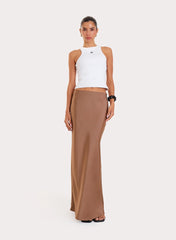 Mocha Satin Maxi Skirt