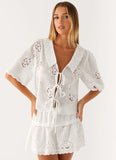 Summer Escape Embroidered Top White