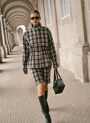 Brown Check Tailored Longline Bermuda Shorts