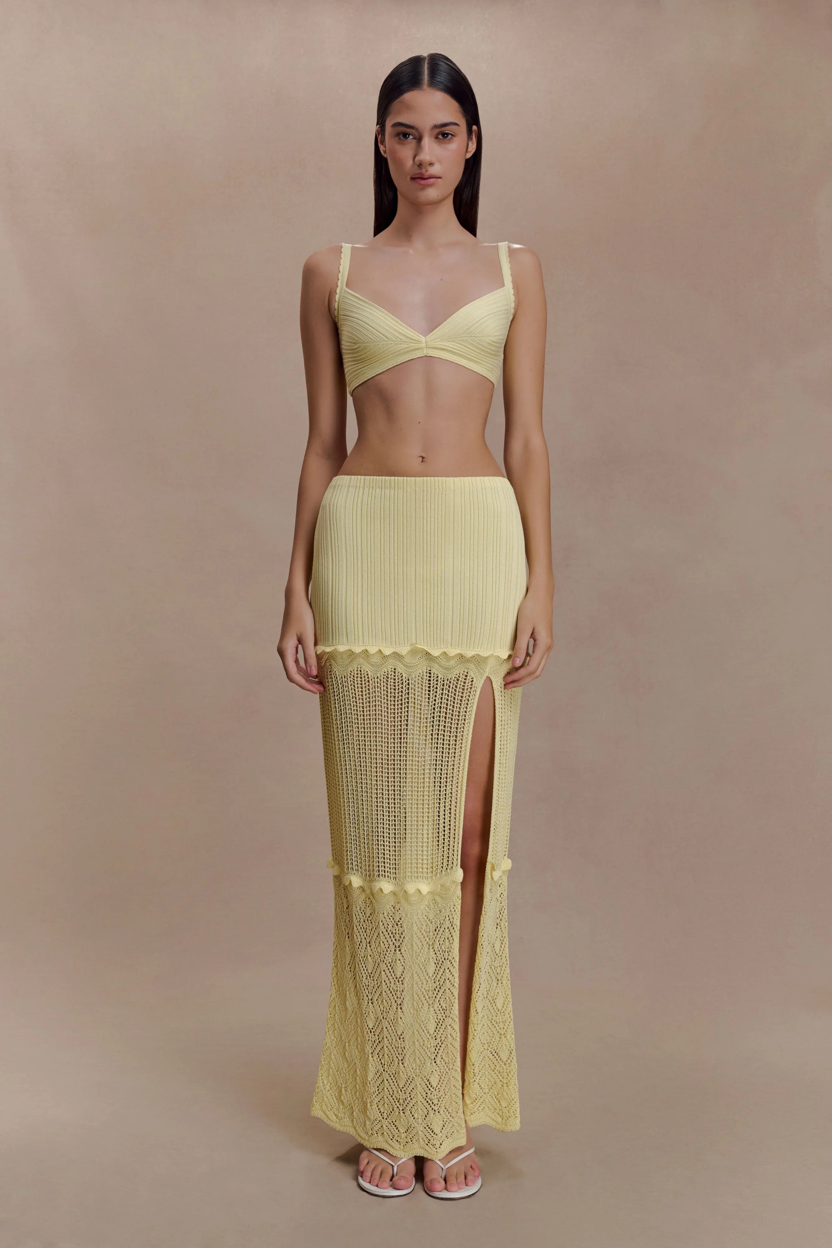 Coleene Pointelle Knit Top Lemon